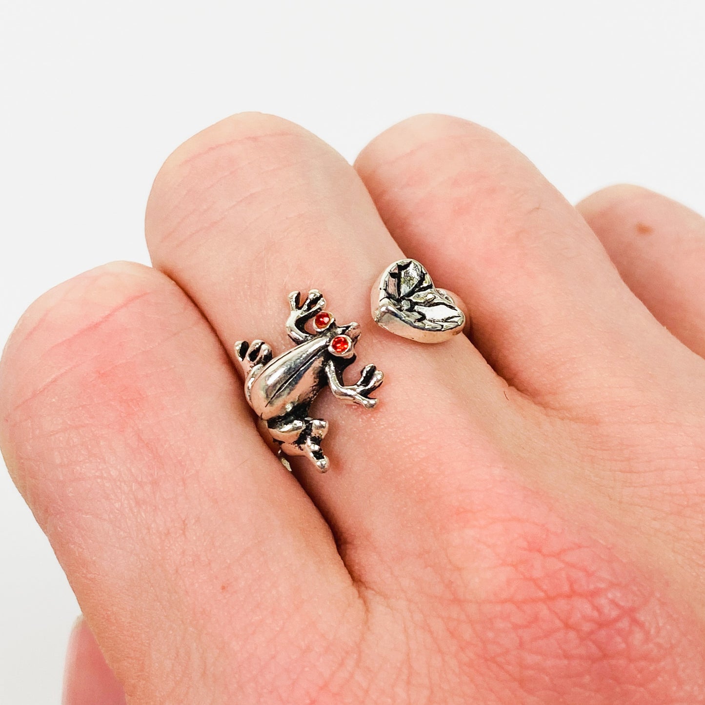 Vintage Retro Adjustable Frog Ring Silver