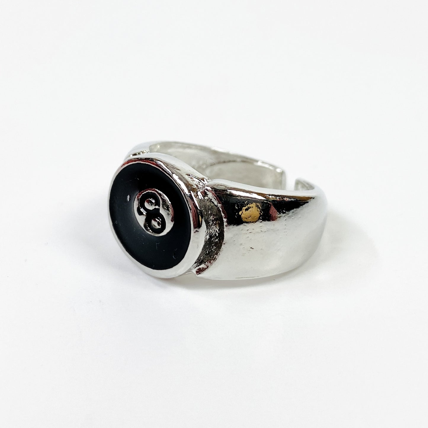 8 Ball Ring Silver Adjustable