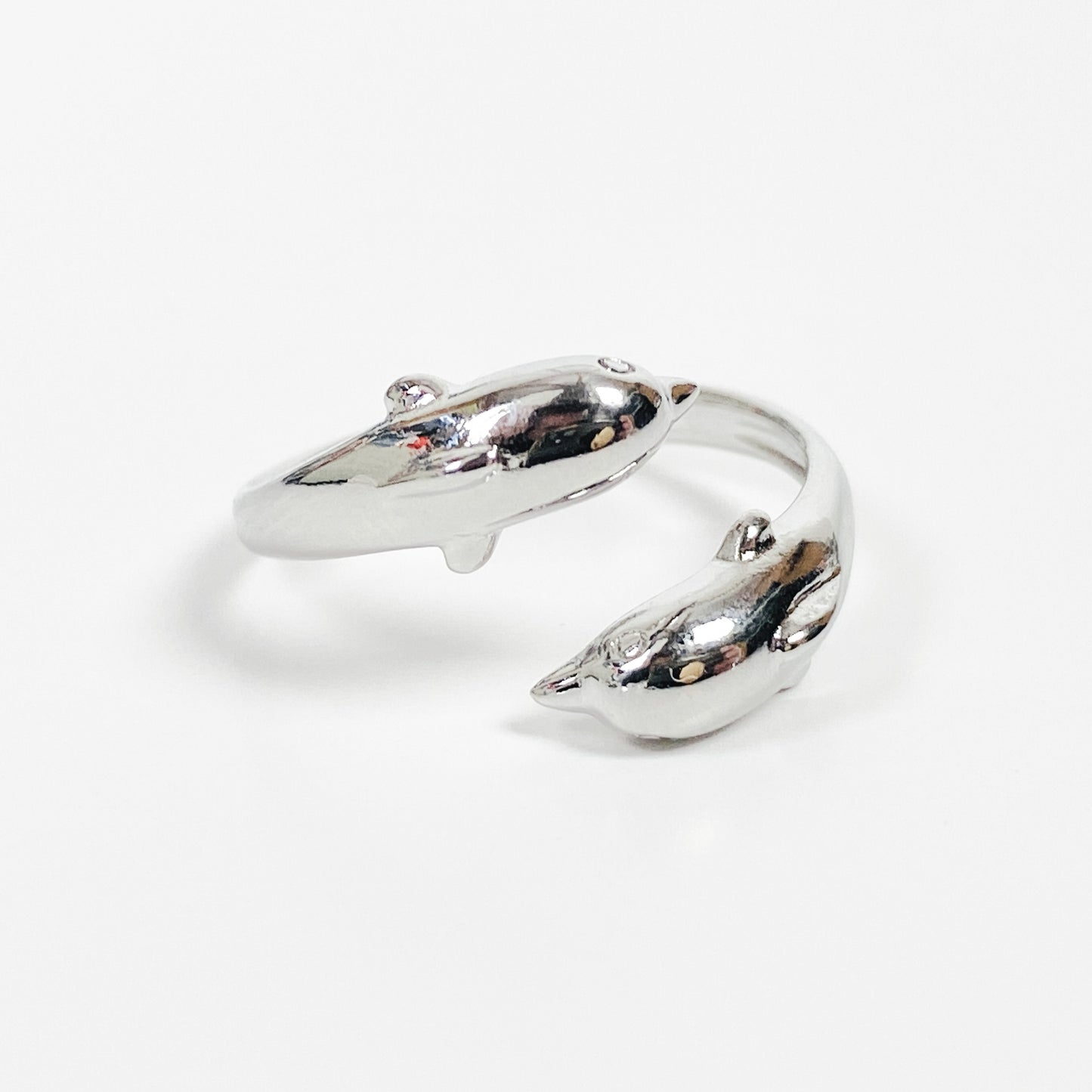 Vintage Retro Adjustable Dolphin Ring Silver