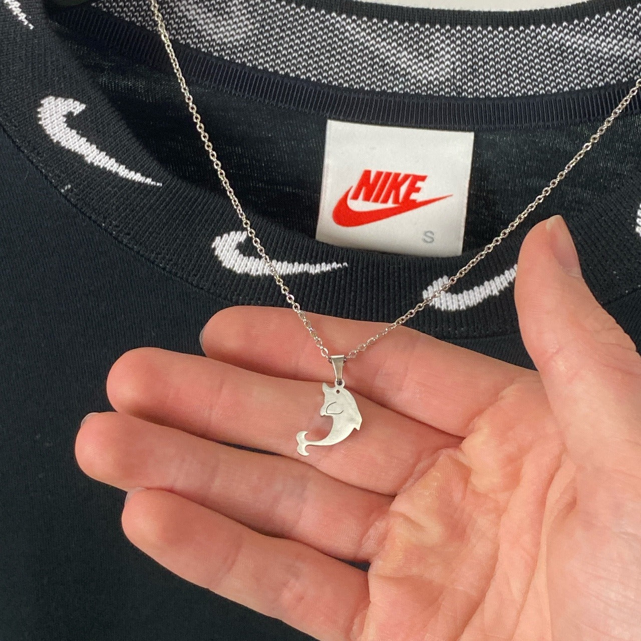 Dolphin Charm Necklace Chain Silver