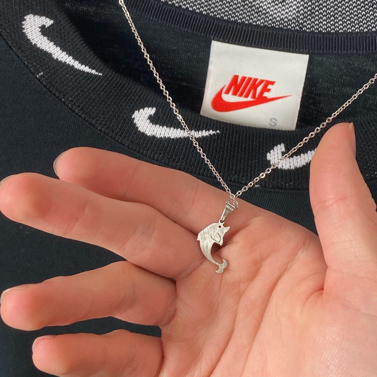 Dolphin Charm Necklace Chain Silver