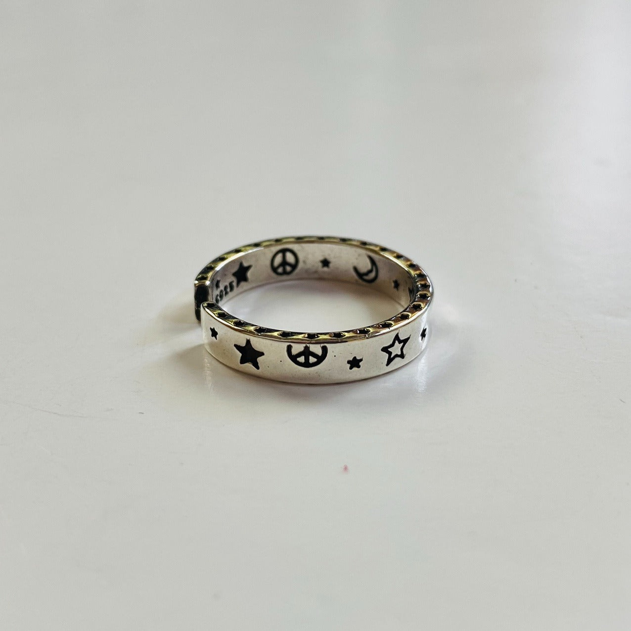 Adjustable Star & Moon Ring Silver
