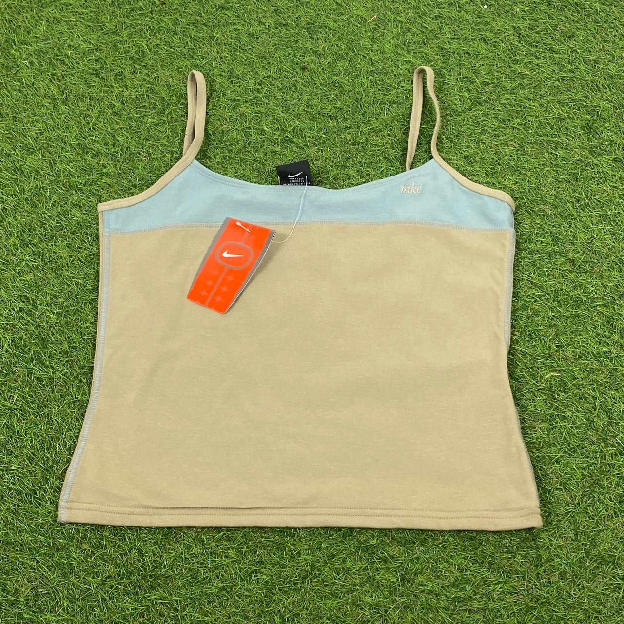 Nike Bralet Crop Top Spell Out Logo Brown Medium