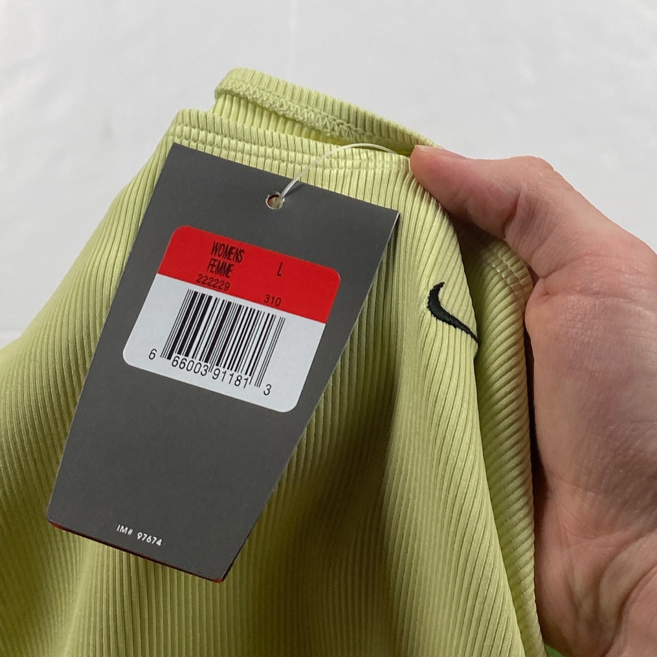 Nike Ribbed Crop Top Pastel Green Large