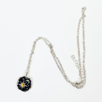 Retro Sun Necklace Chain Silver