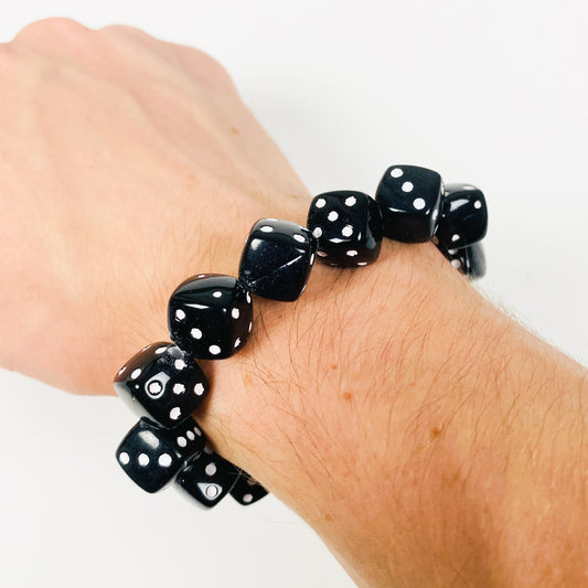 Retro Dice Bracelet Necklace Chain Black