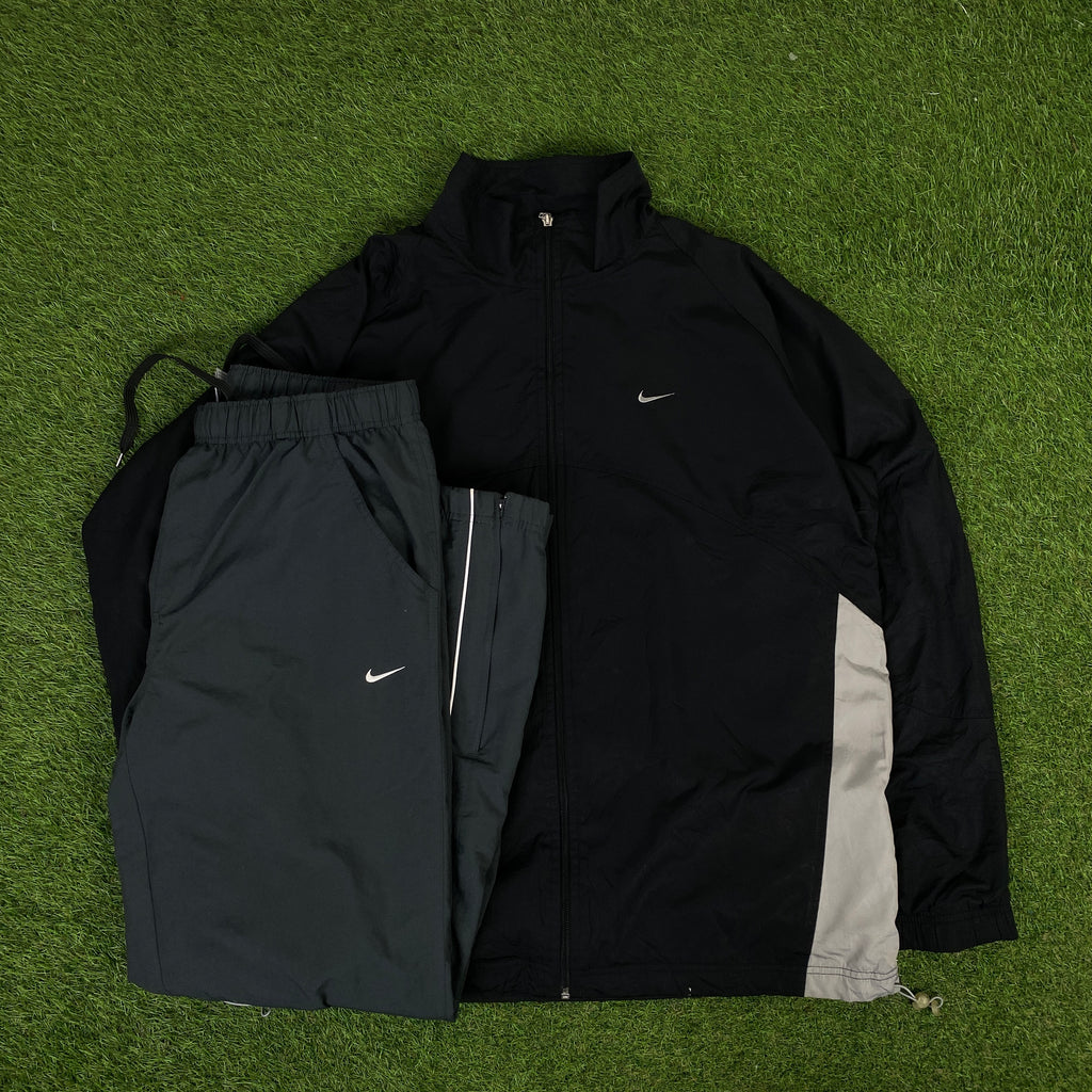 00s Nike Piping Tracksuit Set Jacket + Joggers Grey XL