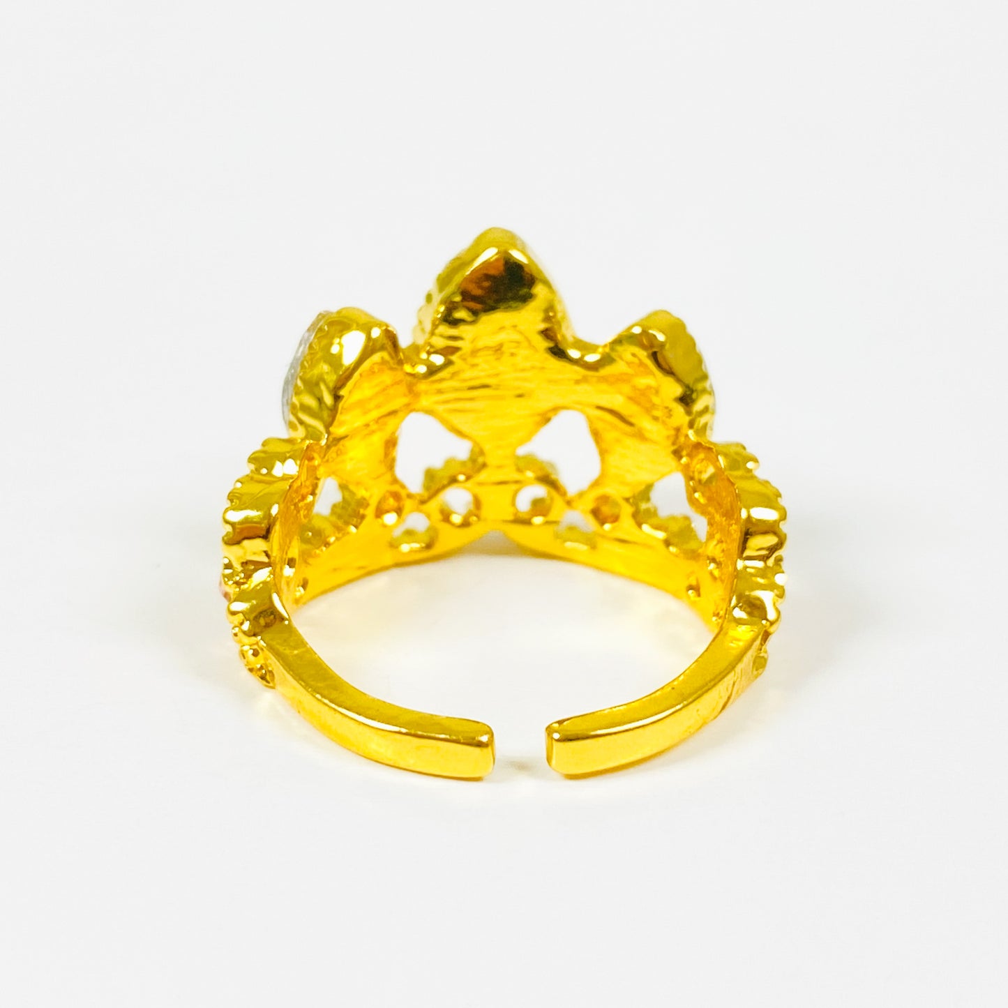 Adjustable Crown Gemstone Ring Gold