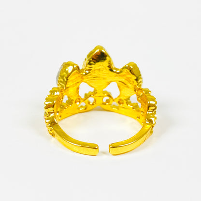 Adjustable Crown Gemstone Ring Gold