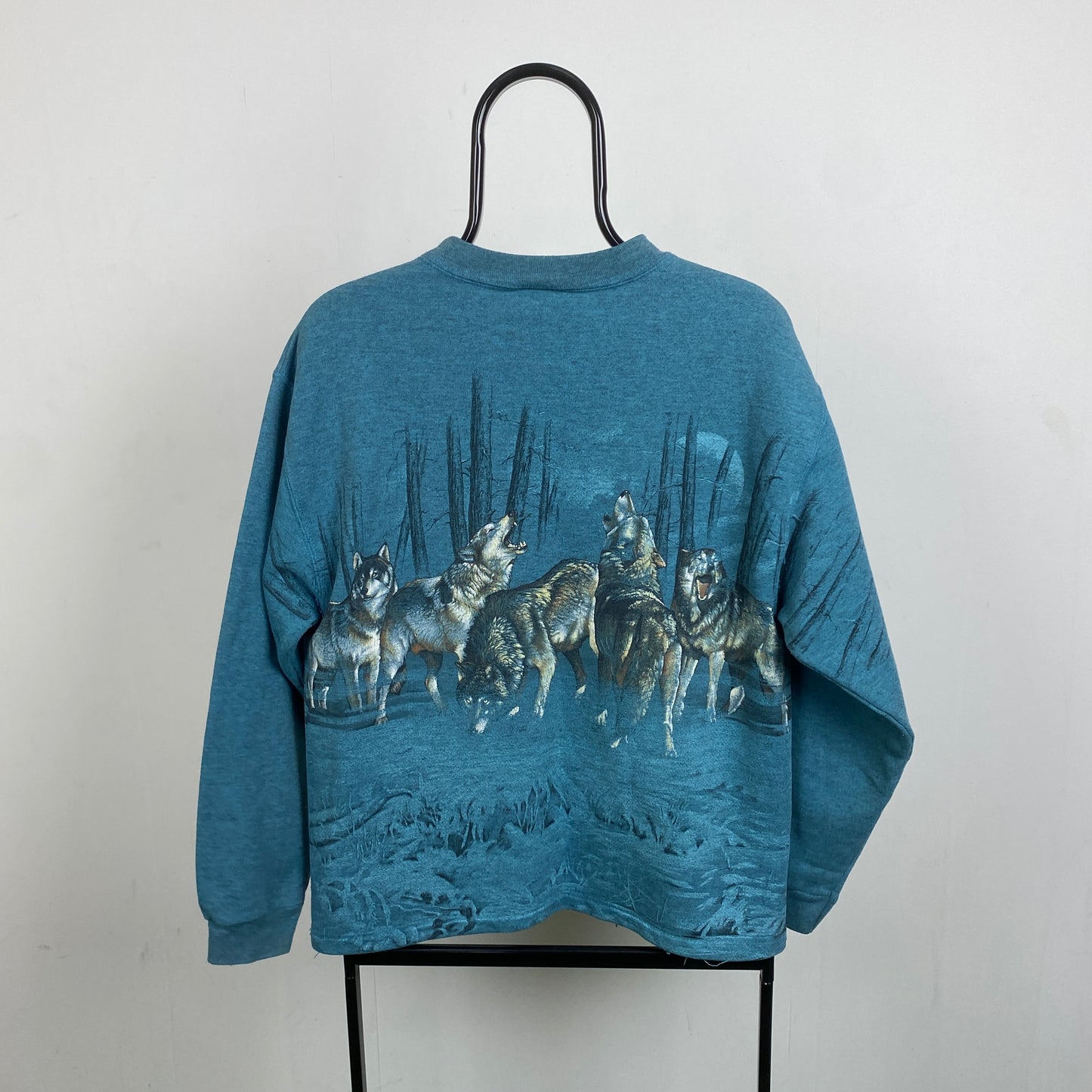 Retro Habitat Wolf Sweatshirt Blue Small