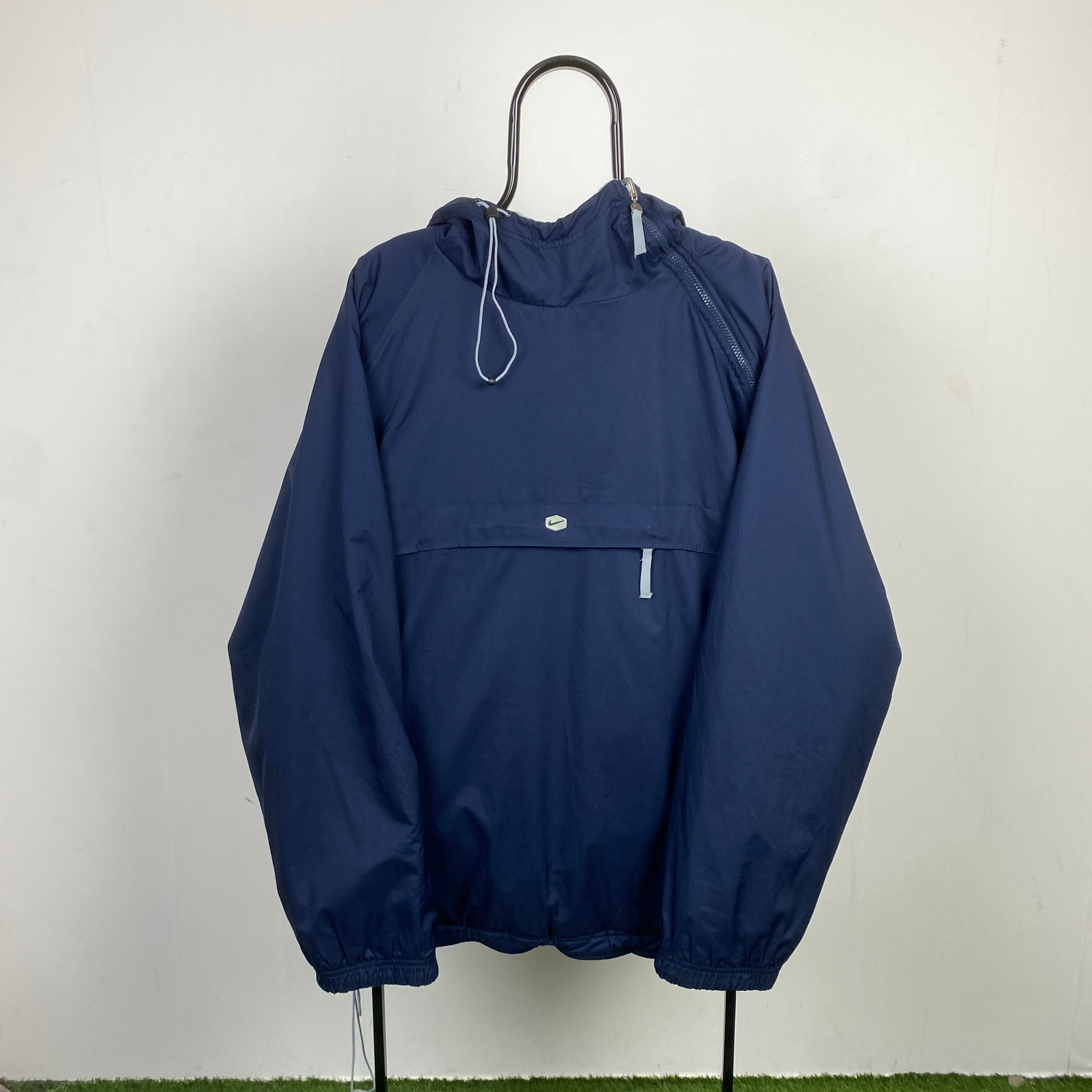 90s Nike Hex Reversible Sidewinder Fleece Coat Jacket Blue XL