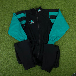 90s Adidas Equipment Ski Suit Tracksuit Jacket + Joggers Set Black Large