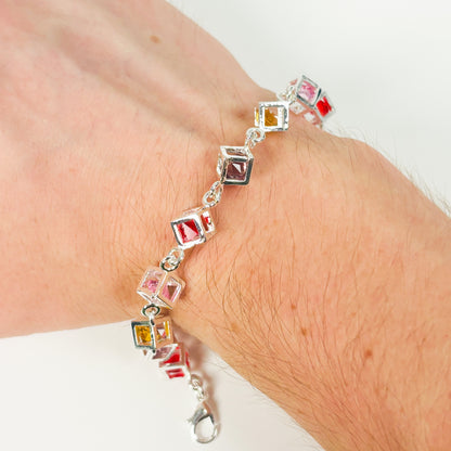Vintage Gemstone Box Bracelet .925 Silver