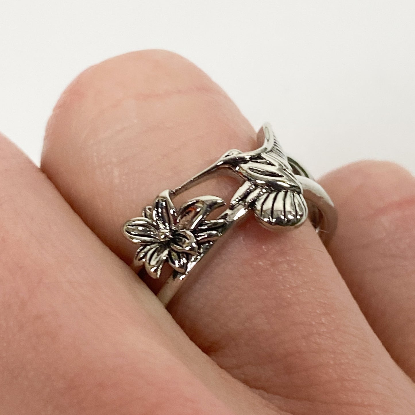 Retro Vintage Hummingbird Ring Silver