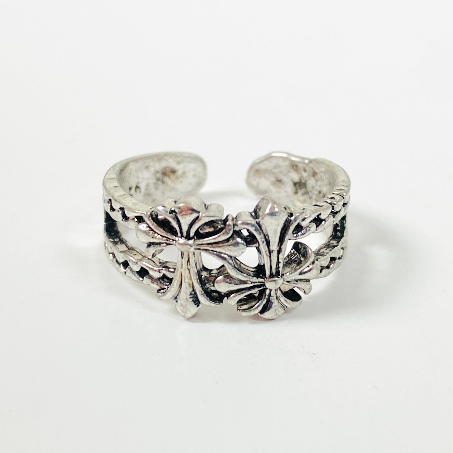 Vintage Adjustable Antique Duo Ring Silver