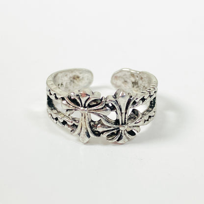 Vintage Adjustable Antique Duo Ring Silver