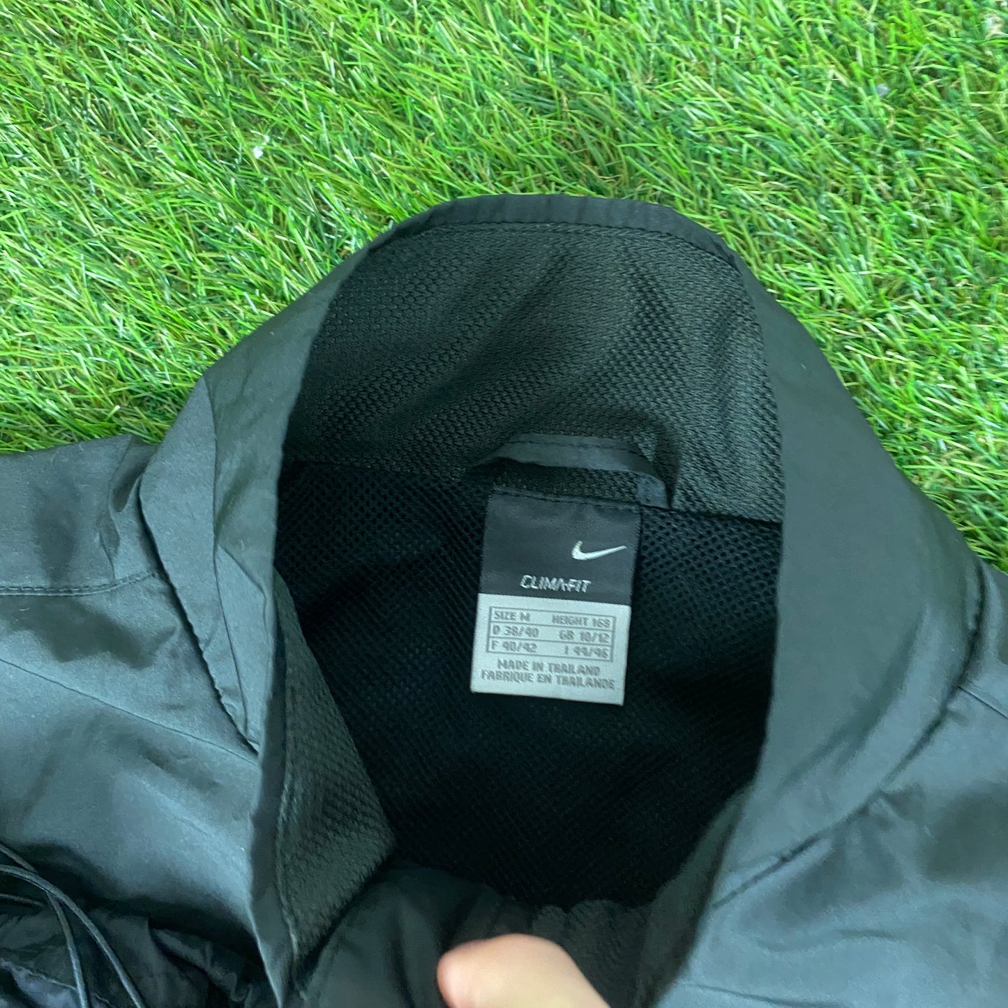 00s Nike Piping Windbreaker Jacket + Joggers Set Black Medium