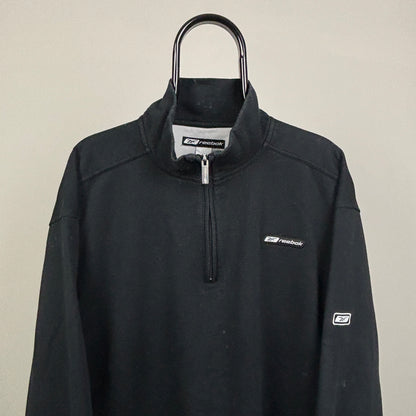 00s Reebok 1/4 Zip Sweatshirt Black Large