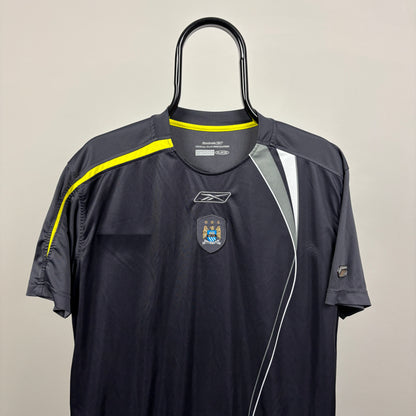 00s Reebok Manchester City Football Shirt T-Shirt Grey Medium
