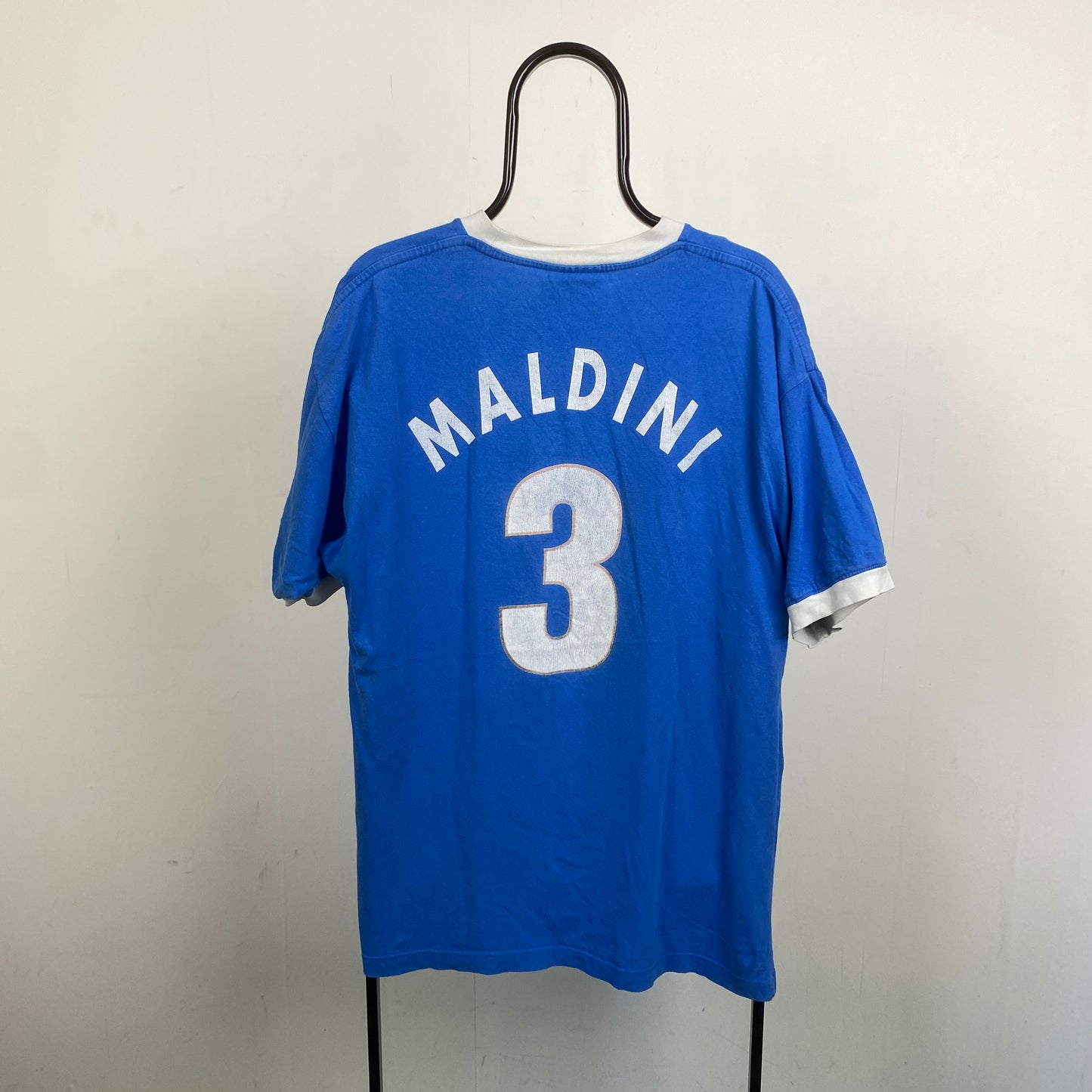 90s Nike Italy Maldini T-Shirt Blue Large