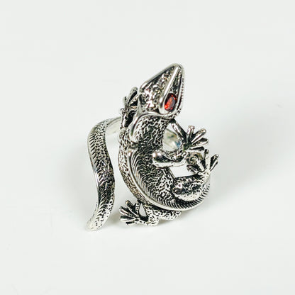 Adjustable Lizard Ring Silver