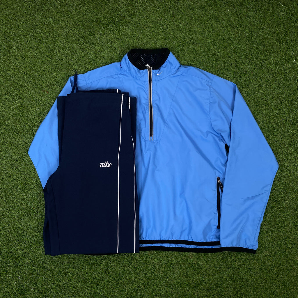 00s Nike Clima-Fit Piping Jacket + Joggers Set Blue Medium