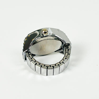 Retro Watch Ring Adjustable Silver Yellow