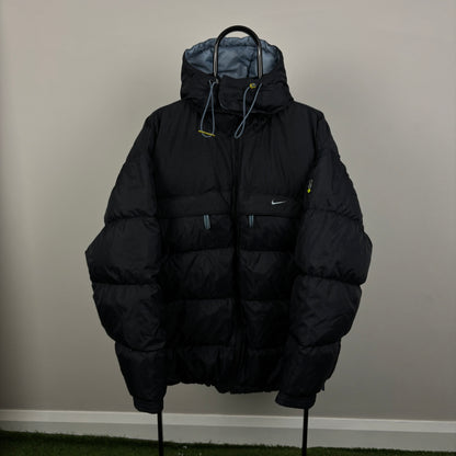 90s Nike Down Puffer Jacket Black Large
