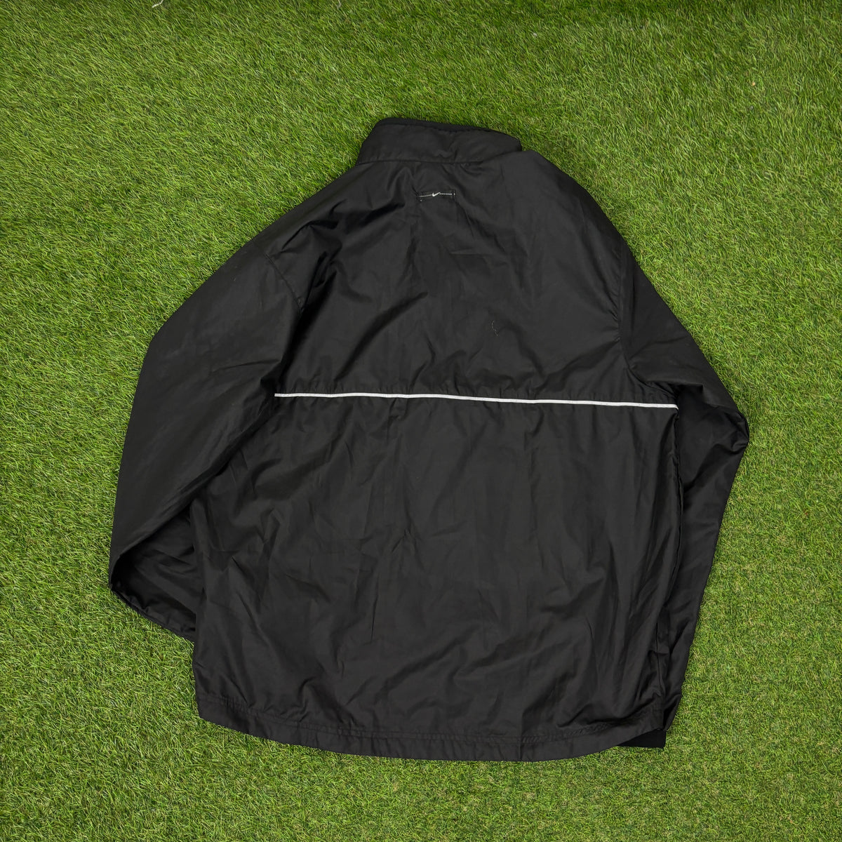 00s Nike Reflective Windbreaker Jacket + Joggers Set Black Small