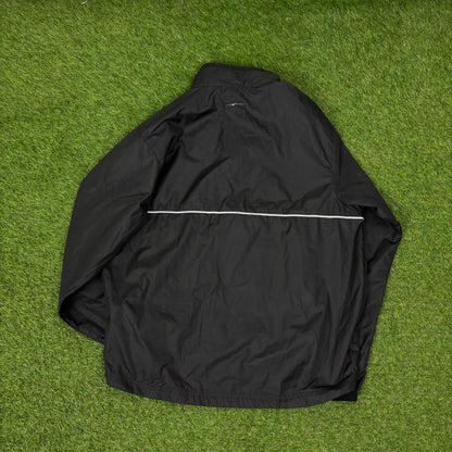 00s Nike Reflective Windbreaker Jacket + Joggers Set Black Small