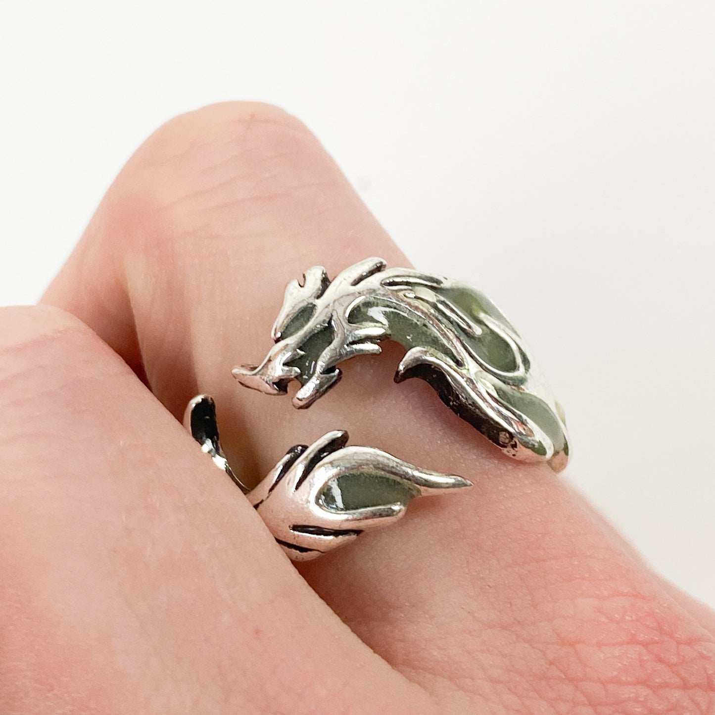 Vintage Retro Adjustable Dragon Ring Silver