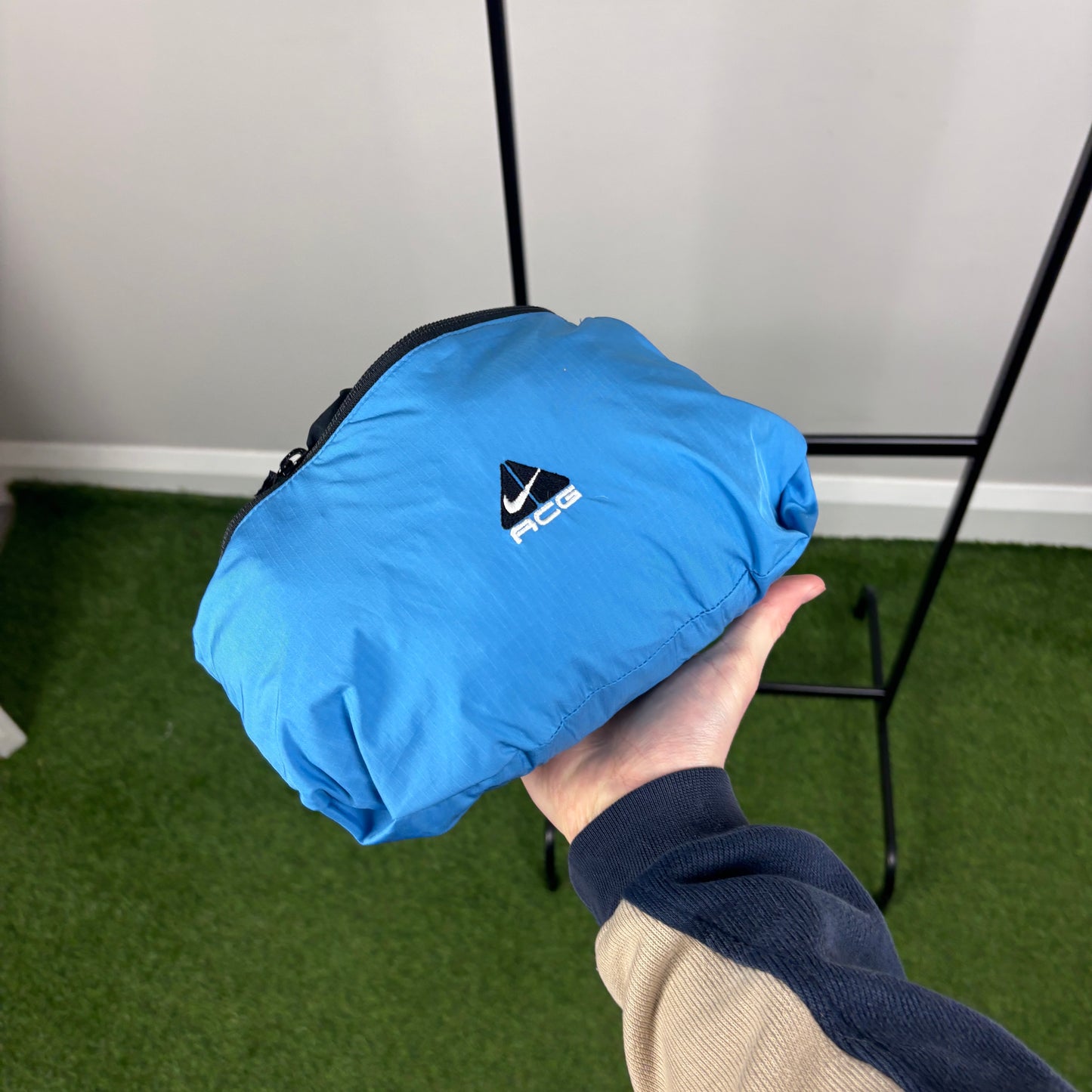 90s Nike ACG Packable Windbreaker Jacket Blue Medium
