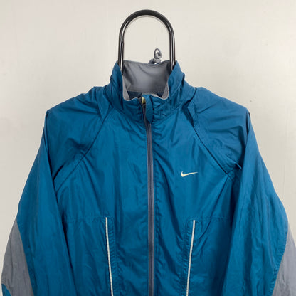 00s Nike Clima-Fit Waterproof Windbreaker Coat Jacket Blue Medium