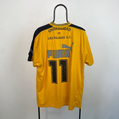 Retro Puma Las Palmas Football Shirt T-Shirt Yellow XL