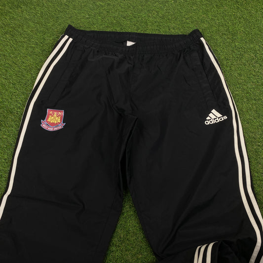 00s Adidas West Ham Waterproof Joggers Black Large