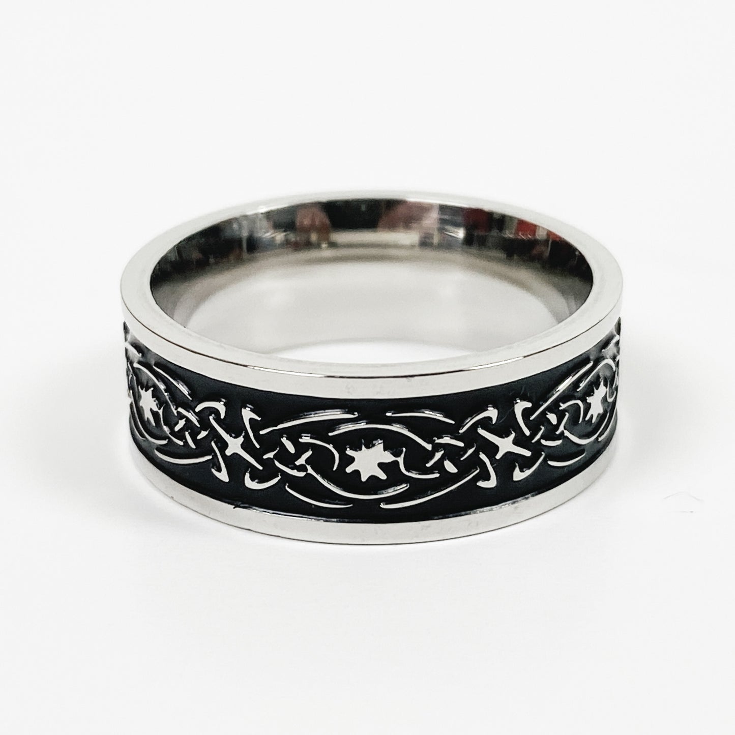 Retro Vintage Star Band Ring Silver