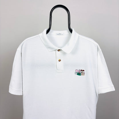 90s Wallace & Gromit Polo Shirt T-Shirt White Large