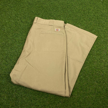 Retro Dickies Cargo Trousers Joggers Brown Large