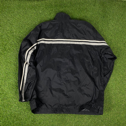 00s Nike Piping Windbreaker Tracksuit Set Jacket + Joggers Black XL