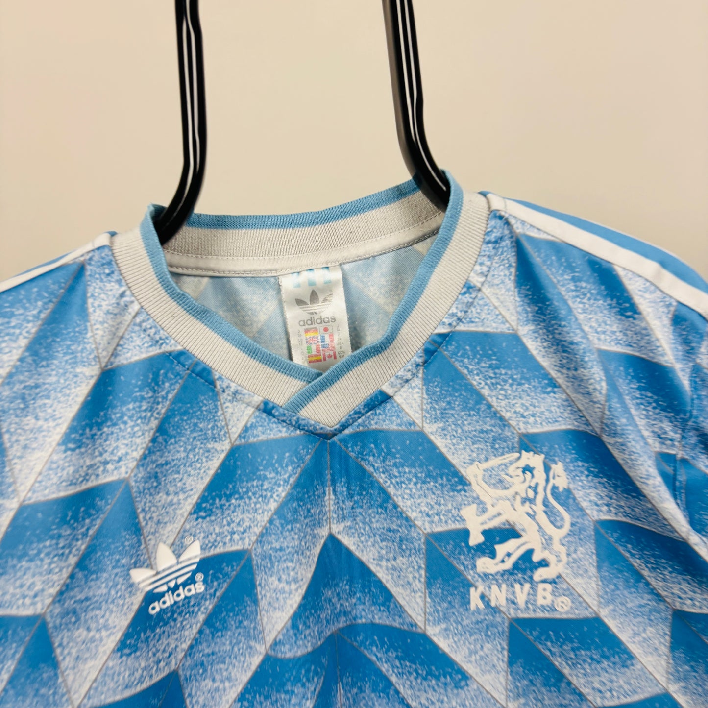 90s Adidas Netherlands Football Shirt T-Shirt Blue Small