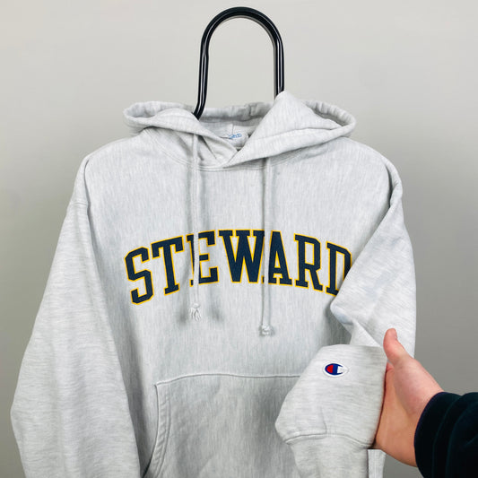 90s Champion Steward Hoodie Grey Medium