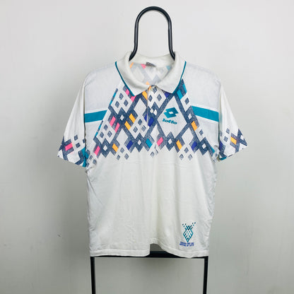 Retro Lotto Tennis Polo Shirt T-Shirt White Medium