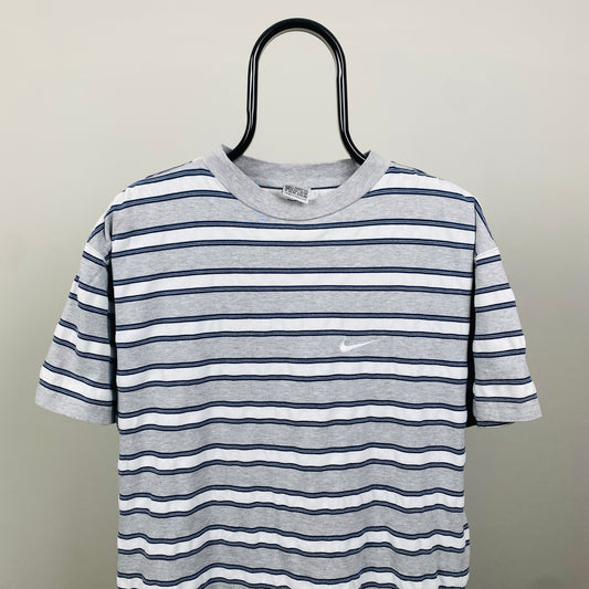 90s Nike Striped T-Shirt Grey Large