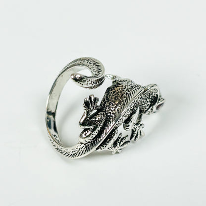 Adjustable Lizard Ring Silver