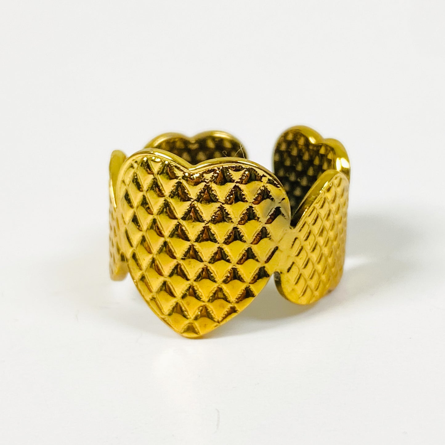 Adjustable Heart Sculpture Ring Gold