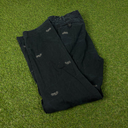 90s Polo Ralph Lauren Biker Chino Trousers Joggers Black Large