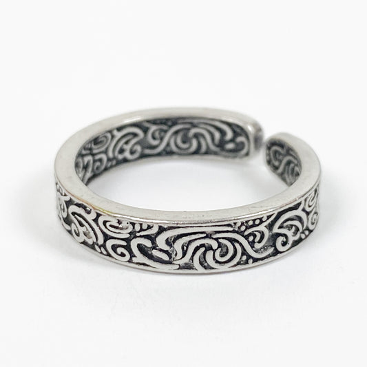 Retro Adjustable Swirl Spiral Ring Silver