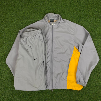 00s Nike Clima-Fit Windbreaker Jacket + Joggers Set Grey Small