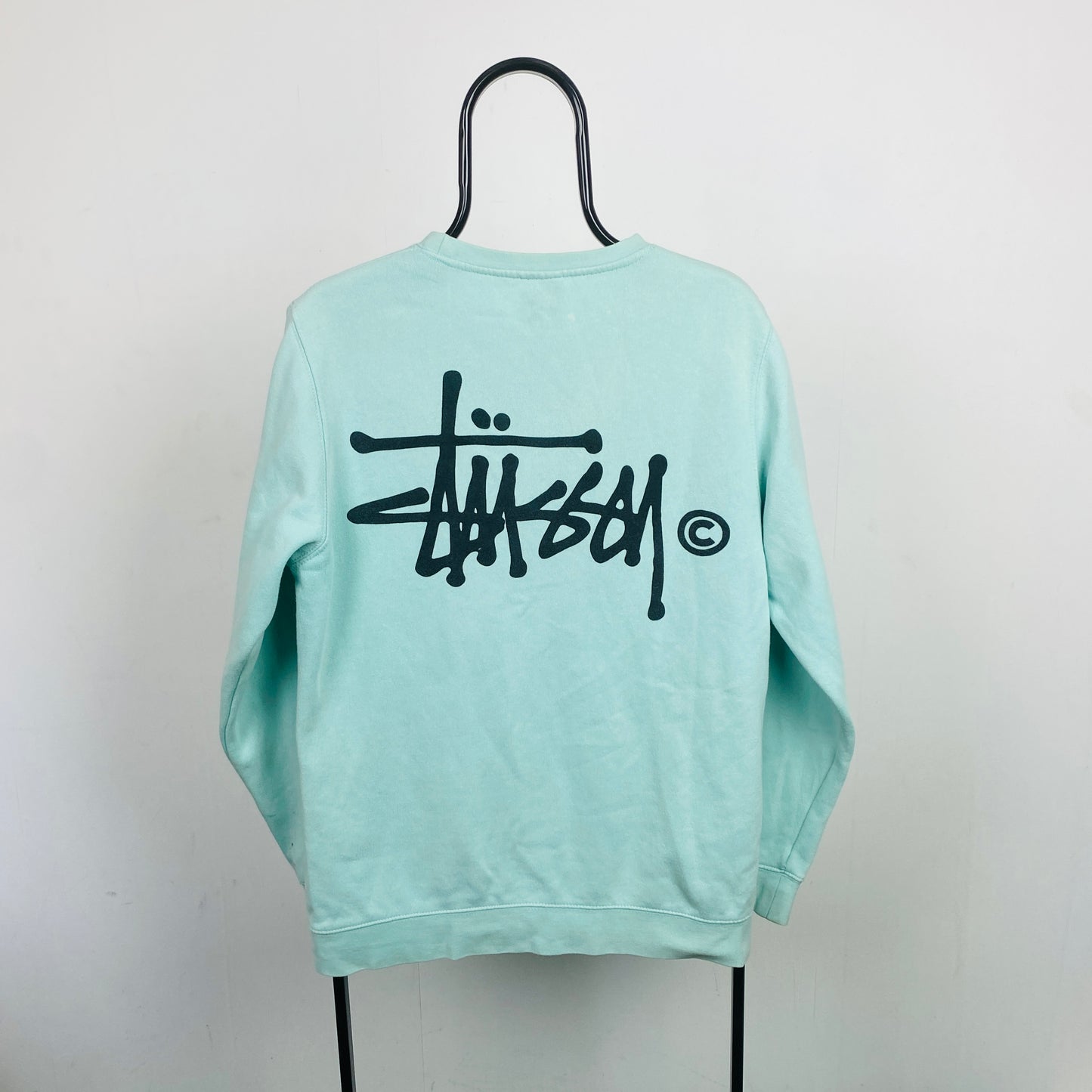 Retro 00s Stussy Sweatshirt Blue Medium