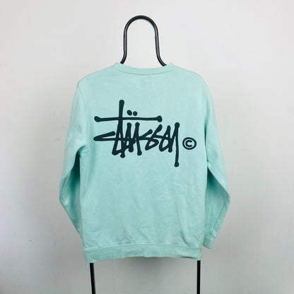 Retro 00s Stussy Sweatshirt Blue Medium